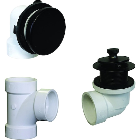 Westbrass Illusionary Overflow, Sch. 40 PVC Plumbers Pack W/ Lift and Turn Bath Drain in Oil Rubbed Bronze D594PHRK-12